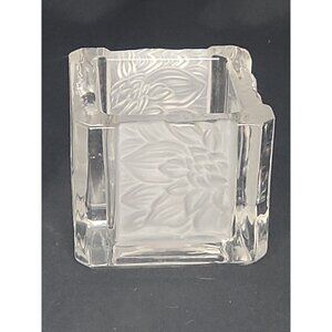 PartyLite Chrysanthemum Frosted Panel Square Glass Candle Holder Votive